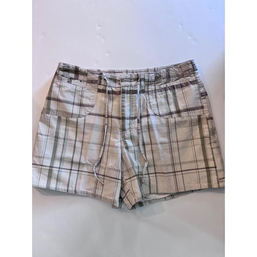 Allison Brittany Plaid Preppy Shorts Women's SZ 8 Beige Green Brown Casual